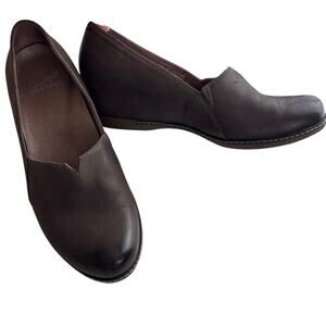 Dansko Liliana Brown Leather Slip On Hidden Wedge EU Size 37 US Size 6.5